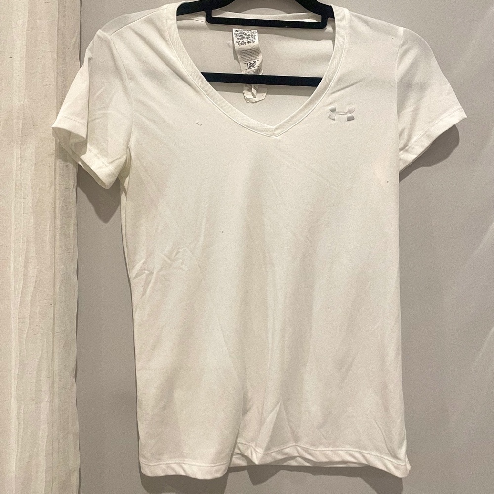 White V-Neck Workout Tee